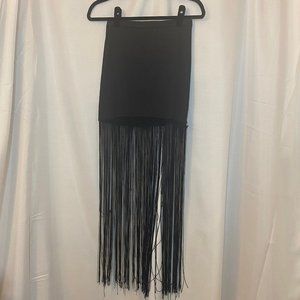 Suede Fringe Skirt